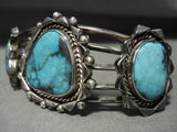 Museum Vintage Navajo 'Blue Diamond Turquoise' Native American Jewelry Silver Bracelet Old Pawn-Nativo Arts