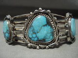 Museum Vintage Navajo 'Blue Diamond Turquoise' Native American Jewelry Silver Bracelet Old Pawn-Nativo Arts
