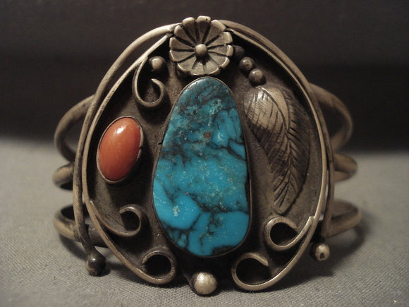 Museum Vintage Navajo Blue Diamond Turquoise Native American Jewelry Silver Bracelet-Nativo Arts