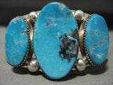 Museum Vintage Navajo Blue Diamond Turquoise Native American Jewelry Silver Bracelet-Nativo Arts