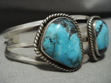 Museum Vintage Navajo Blue Diamond Turquoise Native American Jewelry Silver Coil Bracelet Old-Nativo Arts