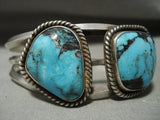 Museum Vintage Navajo Blue Diamond Turquoise Native American Jewelry Silver Coil Bracelet Old-Nativo Arts