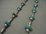 Museum Vintage Navajo 'Blue Gem Chunk' Turquoise Native American Jewelry Silver Necklace Old-Nativo Arts