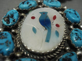 Museum Vintage Navajo 'Bluejay' Turquoise Cubed Native American Jewelry Silver Tube Bead Necklace Old-Nativo Arts