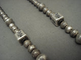 Museum Vintage Navajo 'Bluejay' Turquoise Cubed Native American Jewelry Silver Tube Bead Necklace Old-Nativo Arts