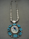 Museum Vintage Navajo 'Bluejay' Turquoise Cubed Native American Jewelry Silver Tube Bead Necklace Old-Nativo Arts