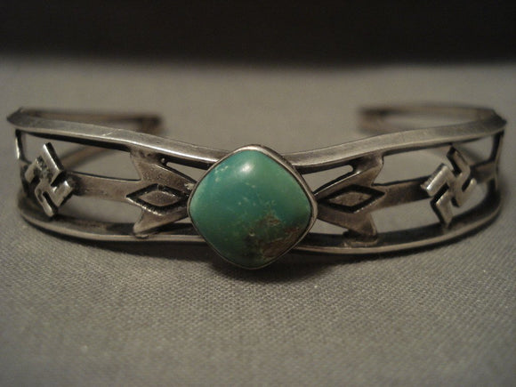 Museum Vintage Navajo Cerrillos Turquoise Native American Jewelry Silver Bracelet-Nativo Arts