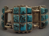 Museum Vintage Navajo checkerboard Turquoise Native American Jewelry Silver Bracelet Old-Nativo Arts
