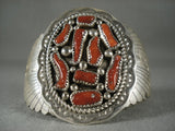 Museum Vintage Navajo 'Coral Family' Native American Jewelry Silver Bracelet-Nativo Arts