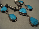 Museum Vintage Navajo Dangling Bisbee Turquoise Native American Jewelry Silver Necklace Old-Nativo Arts