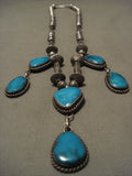Museum Vintage Navajo Dangling Bisbee Turquoise Native American Jewelry Silver Necklace Old-Nativo Arts