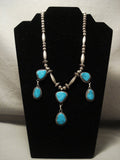 Museum Vintage Navajo Dangling Bisbee Turquoise Native American Jewelry Silver Necklace Old-Nativo Arts