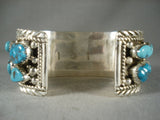 Museum Vintage Navajo Deep Blue Turquoise Native American Jewelry Silver Wave Bracelet-Nativo Arts
