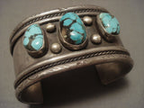 Museum Vintage Navajo domed Bisbee Turquoise Native American Jewelry Silver Bracelet Old Vtg-Nativo Arts