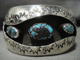 Museum Vintage Navajo 'Domed Bisbee Turquoise' Native American Jewelry Silver Sunray Bracelet Old-Nativo Arts
