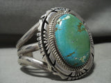 Museum Vintage Navajo 'Domed Green Turquoise' Native American Jewelry Silver Bracelet-Nativo Arts