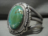 Museum Vintage Navajo 'Domed Green Turquoise' Native American Jewelry Silver Bracelet-Nativo Arts