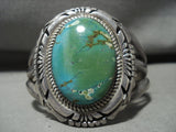 Museum Vintage Navajo 'Domed Green Turquoise' Native American Jewelry Silver Bracelet-Nativo Arts
