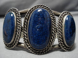 Museum Vintage Navajo Domed Lapis Sterling Silver Native American Bracelet Old-Nativo Arts