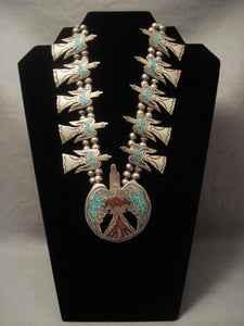 Museum Vintage Navajo Early Singer Family Waterbird Native American Jewelry Silver Necklace-Nativo Arts