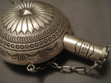 Museum Vintage Navajo 'Extreme Stamp' Sterling Native American Jewelry Silver Flask Necklace-Nativo Arts