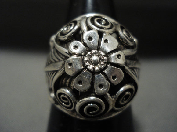 Museum Vintage Navajo 'Gadren Of Leaves' Native American Jewelry Silver Ring Old-Nativo Arts