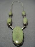 Museum Vintage Navajo Gaspeite Sterling Silver Native American Necklace Old-Nativo Arts