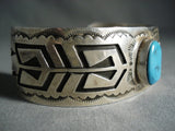 Museum Vintage Navajo Geometric Sleeping Beauty Turquoise Native American Jewelry Silver Bracelet-Nativo Arts