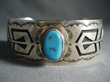Museum Vintage Navajo Geometric Sleeping Beauty Turquoise Native American Jewelry Silver Bracelet-Nativo Arts