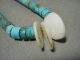 Museum Vintage Navajo 'Graduating Royston Turquoise Heishi' Native American Jewelry Silver Necklace-Nativo Arts