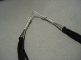 Museum Vintage Navajo Graduating Royston Turquoise 'Jet Heishi' Native American Jewelry Silver Necklace-Nativo Arts