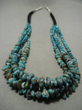 Museum Vintage Navajo Graduating Royston Turquoise 'Jet Heishi' Native American Jewelry Silver Necklace-Nativo Arts
