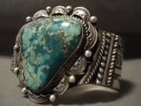 Museum Vintage Navajo Green Spiderweb Turquoise Native American Jewelry Silver Bracelet-Nativo Arts
