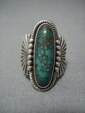 Museum Vintage Navajo Green Turquoise Sterling Silver Ring Old-Nativo Arts