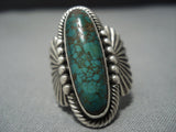 Museum Vintage Navajo Green Turquoise Sterling Silver Ring Old-Nativo Arts