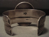 Museum Vintage Navajo 'Hand Carved Scrimshaw' Native American Jewelry Silver Bracelet Old-Nativo Arts