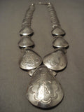 Museum Vintage Navajo Hand Tooled Tubule Sterling Native American Jewelry Silver Bead Necklace-Nativo Arts