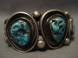 Museum Vintage Navajo huge Coil Native American Jewelry Silver Turquoise Bracelet-Nativo Arts