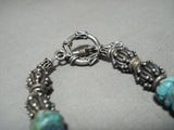 Museum Vintage Navajo 'Huge Hand Carved Toad' Green Turquoise Native American Jewelry Silver Necklace-Nativo Arts