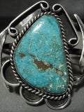 Museum Vintage Navajo 'Huge Royston Turquoise' Native American Jewelry Silver Leaf Bracelet Old-Nativo Arts