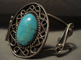 Museum Vintage Navajo 'Infinity Sign' Turquoise Native American Jewelry Silver Bracelet-Nativo Arts