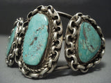 Museum Vintage Navajo Interlocking Chain Turquoise Sterling Native American Jewelry Silver Bracelet Old-Nativo Arts