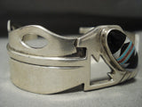 Museum Vintage Navajo Julian Arviso Turquoise Native American Jewelry Silver Thick Bracelet-Nativo Arts