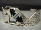 Museum Vintage Navajo Julian Arviso Turquoise Native American Jewelry Silver Thick Bracelet-Nativo Arts