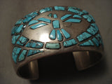 Museum Vintage Navajo 'Lone Mountain Turquoise Bird' Native American Jewelry Silver Bracelet-Nativo Arts