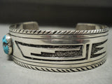 Museum Vintage Navajo 'Long Geometric' Persin Turquoise Native American Jewelry Silver Bracelet-Nativo Arts