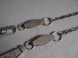 Museum Vintage Navajo Mosaic Turquoise Native American Jewelry Silver Stamped Necklace-Nativo Arts