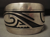 Museum Vintage Navajo 'Mosaic Water Wave' Native American Jewelry Silver Bracelet-Nativo Arts