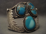 Museum Vintage Navajo Native American Jewelry jewelry 1960's Huge Leaf Turquoise Bracelet-Nativo Arts