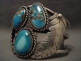 Museum Vintage Navajo Native American Jewelry jewelry 1960's Huge Leaf Turquoise Bracelet-Nativo Arts